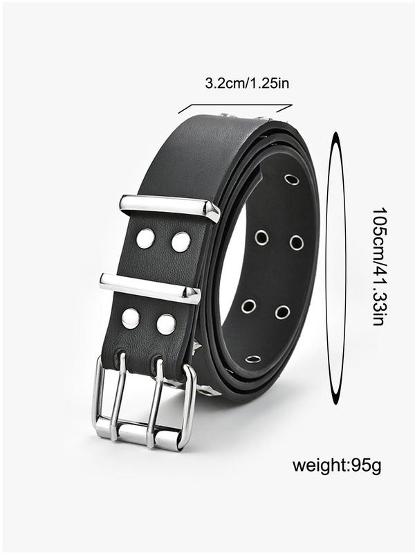 Punk Style Star Design Grommet Eyelet PU Buckle Belt, Fashion Belt for Party, Daily Clothing Decor, Trendy All-match & Exquisite Belt for Birthday Gift