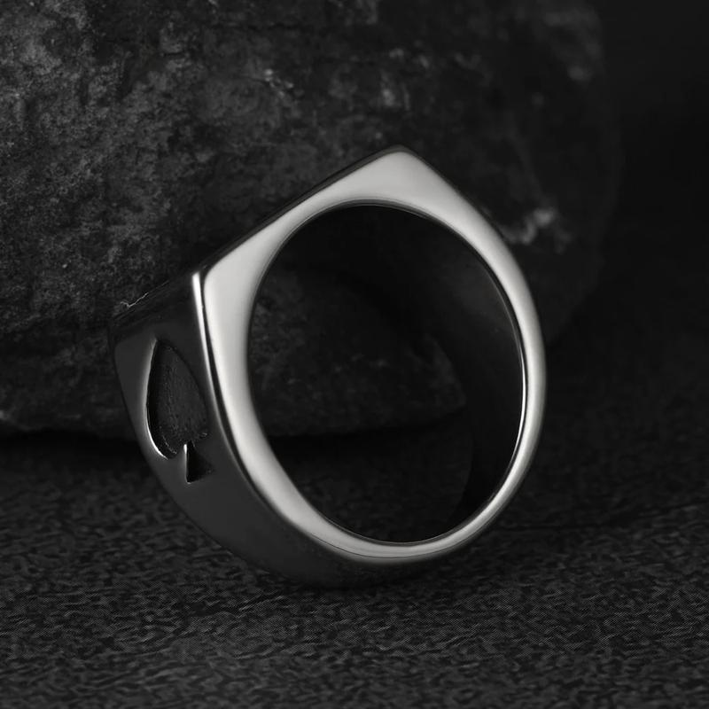 FaithHeart Poker Spade A Ring for Men Wpmen Stainless Steel