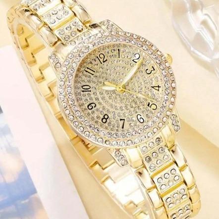 6pcs set Women's Quartz Luxury Watch with Full Crystal Digit Bracelet