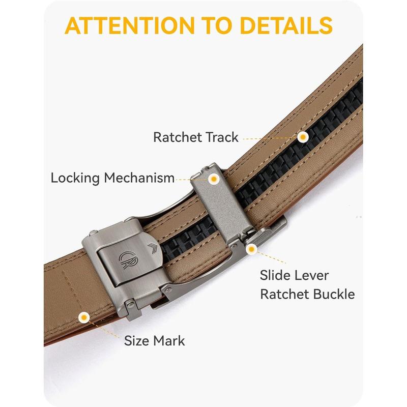 CHAOREN Mens Belt Leather Ratchet Belt - Customizable Fit, Effortless Style (35mm,Grey)