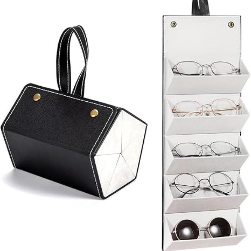 Portable Glasses Storage Case, 1 Count 5 Slot Compartments Glasses Case, Semi-hard Sunglasses Case, Creative Storage Glasses Case for Home & Travel