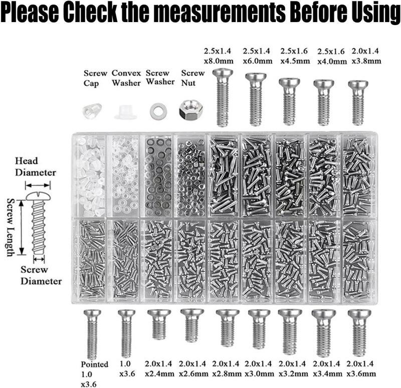 Eyeglasses Repair Kit, Glasses Repair Kit with 1000 count Eyeglass Screws and 6 count Precision Screwdrivers Tweezer for Eyeglasses, Sunglasses, Watch Clock Spectacle Repair