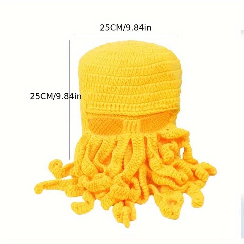 Unique Cotton Blend Knitted Octopus Beanie Hat with Beard - Fun Novelty Squid Tentacle Winter Accessory for Skiing and Costume Parties