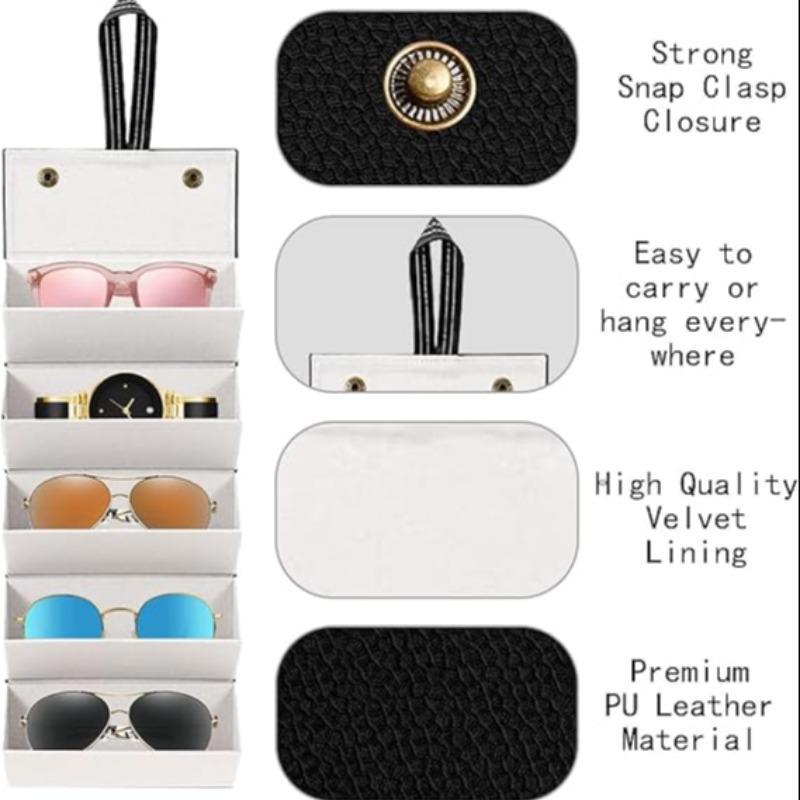 Portable Glasses Storage Case, 1 Count 5 Slot Compartments Glasses Case, Semi-hard Sunglasses Case, Creative Storage Glasses Case for Home & Travel