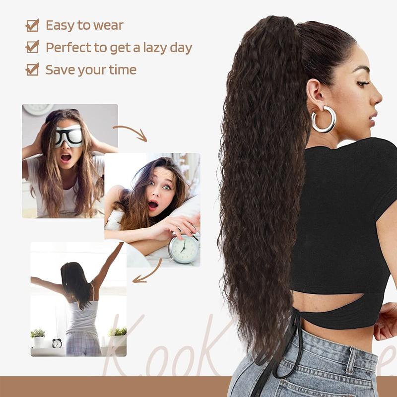 AISI BEAUTY Ponytail Extension, 26   30 Inch Drawstring   Claw Ponytail Curly Clip-on Long Wavy Ponytail Curly Synthetic Hairpieces for Women and Girls