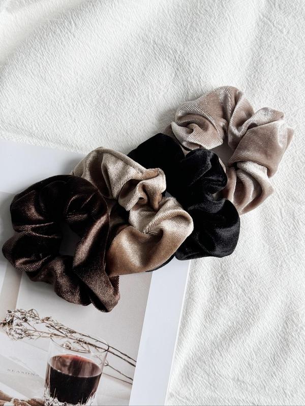 Mixed Color Velvet Scrunchies, Minimalist Headwear Suitable for Thick Hair, Fashion Hair Accessories for Party, Daily Clothing Decor Hairstyles Ideas