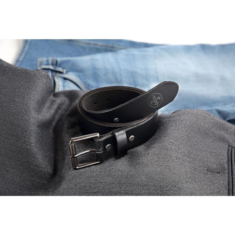 CHAOREN Mens Full Grain Leather Belt - Black Belt Men 1 1 2