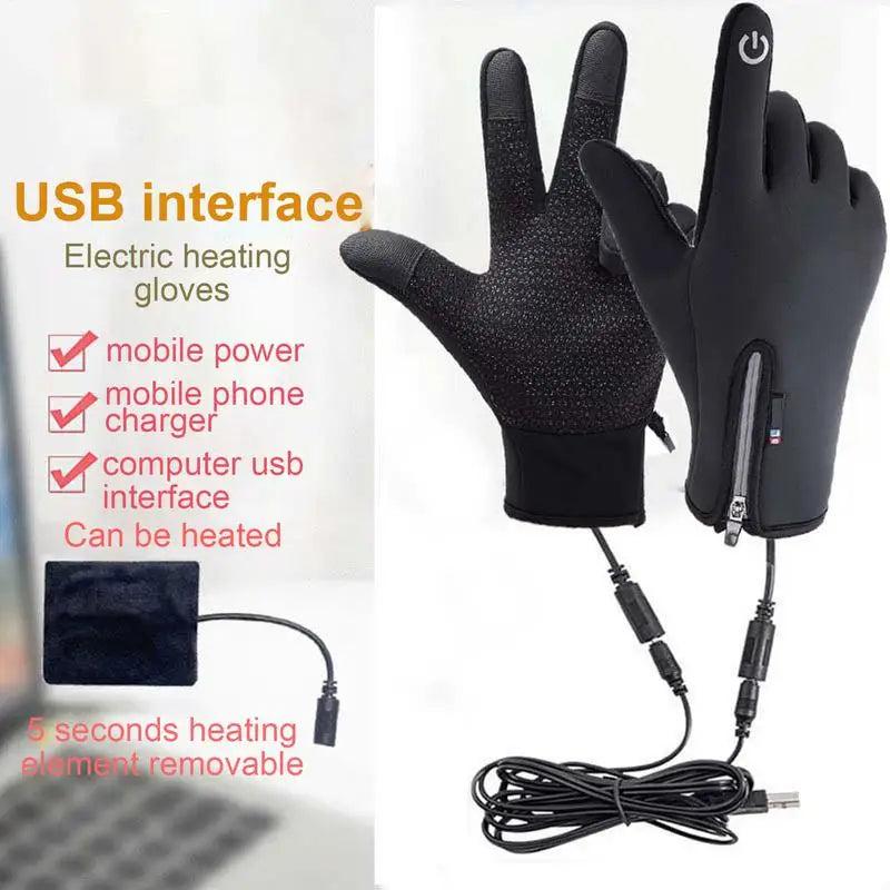 USB Touch Screen Gloves Winter Warm Electric Heated Gloves Heated Motorcycle Gloves waterproof windproof non-slip warm Gloves