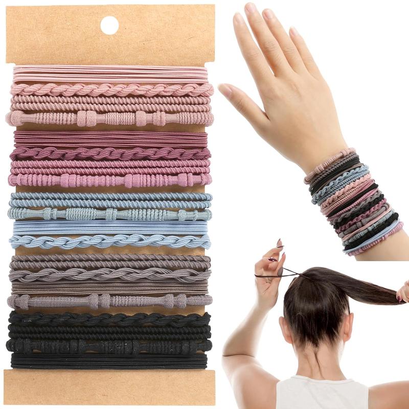 Boho Style Hair Tie, Casual Hair Accessories for Women & Girls, Headwear for Thick Hair, Hair Accessories for Party, Daily, Back  20 PCS of 4 Styles Cute Bands for Thick or Thin Hair, No Damage Elastic Bracelets, Brown Hair Accessories for Girls and Women