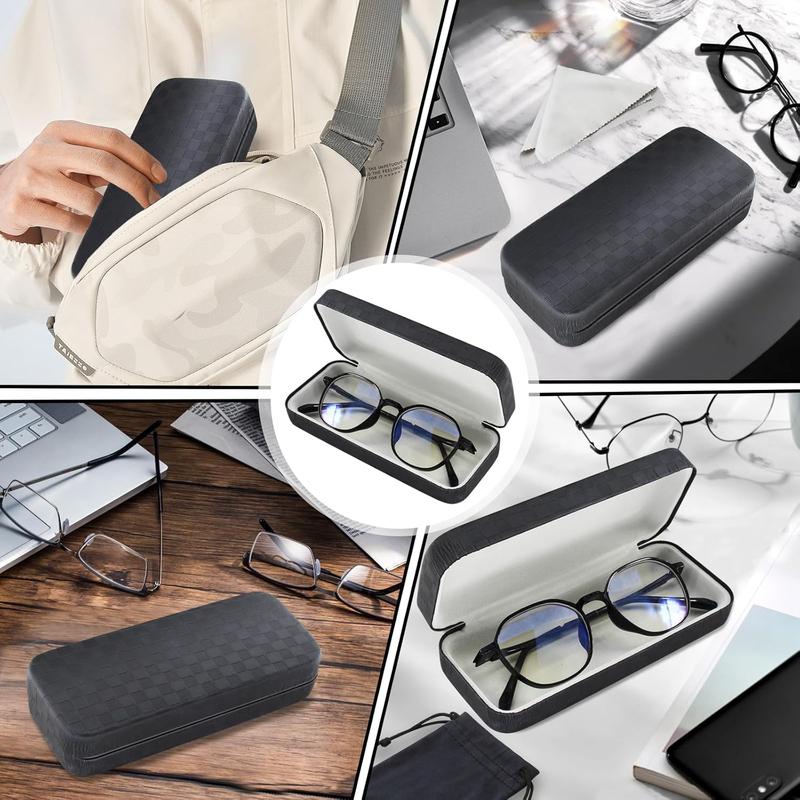 Hard Eyeglass Case, Glass Case with Cleaning Bag Cloth, Large Portable Sunglasses Case for Men Women