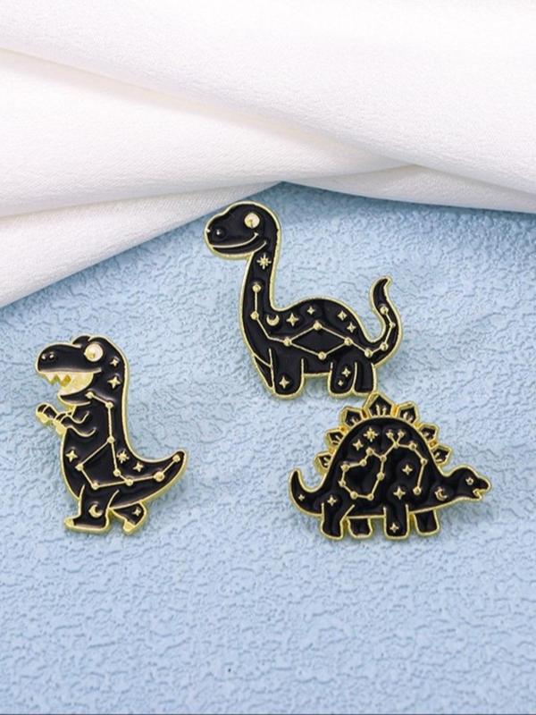 Cute Cartoon Dinosaur Design Brooch (4pcs set), Animal Print Alloy Badge for Clothes Backpack Hat, Fashion Accessories for Women & Men