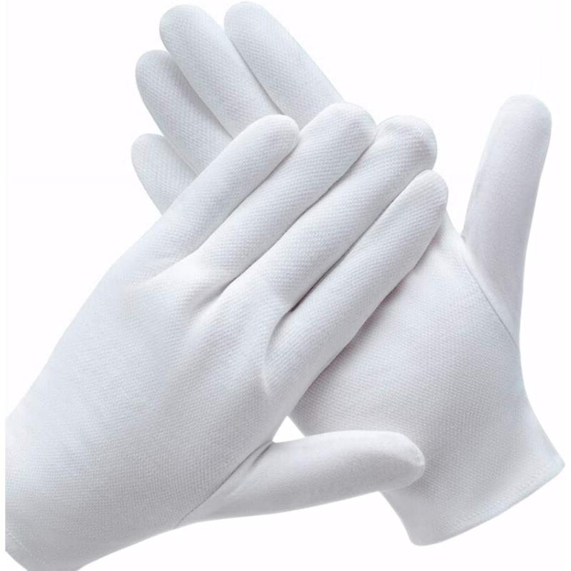 12 Pairs White Cotton Gloves for Serving Inspection Costume - Cloth Gloves for Dry Hands Eczema SPA Moisturizing