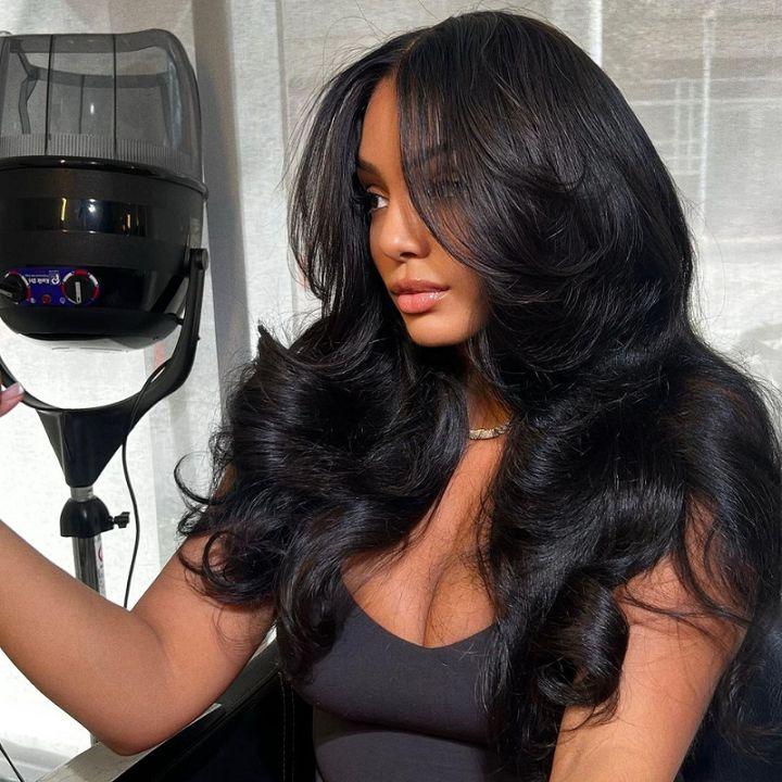 Wiggins Hair 250% Density Layer Cut Side Part Body Wave Wig Pre Cut Lace Ready Go Glueless Wig Pre Bleached 6x8 Lace Closure Wig Human Hair Pre Plucked