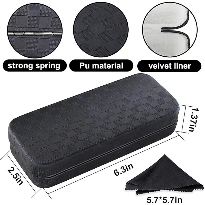 Hard Eyeglass Case, Glass Case with Cleaning Bag Cloth, Large Portable Sunglasses Case for Men Women