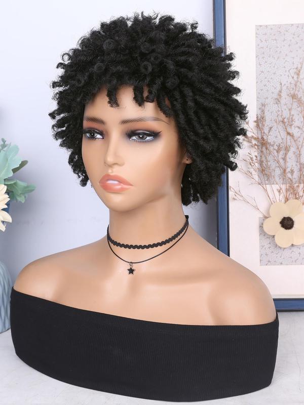 Short Dreadlock Wig, Afro Curly Twist Wig, Short Faux Locs Wig, Kinky Curly Synthetic Dreadlock Wig for Black Women