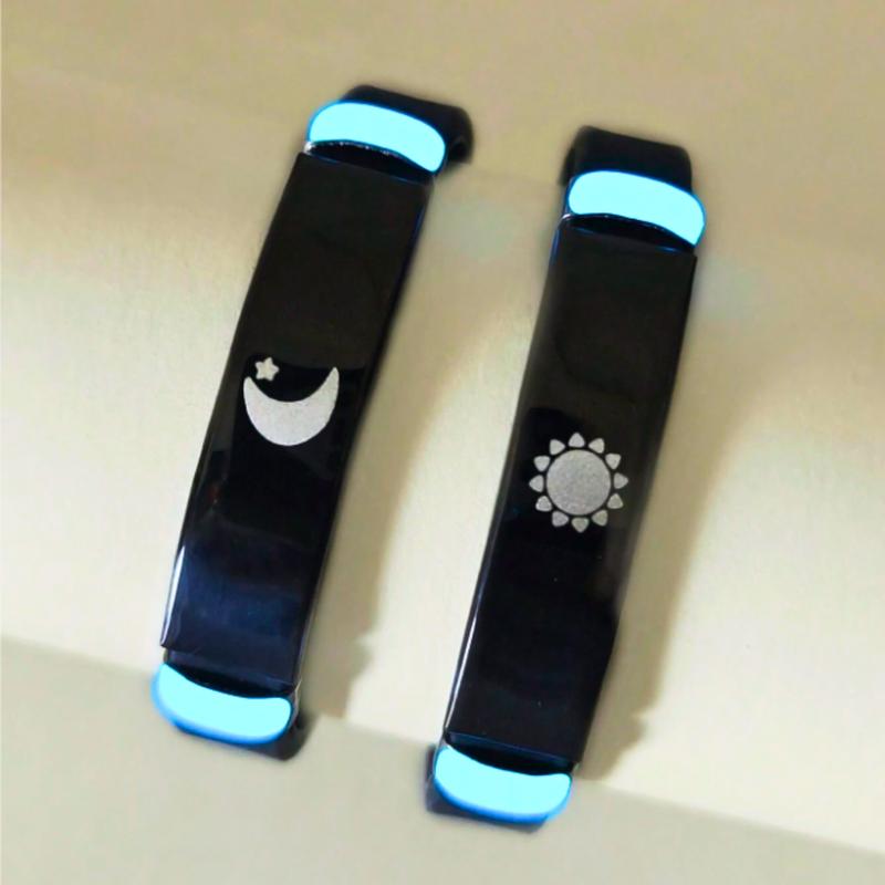 2 Pairs Sun & Moon Pattern alloy Charms Black Silicone Bracelets For Women Lovers Holiday anniversary jewelry