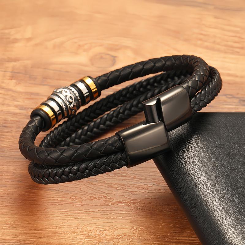 Saluvu Leather Wrap Braided Bracelet For Son, Inspirational Bangle Bracelet Wristband Christmas Birthday Gifts For Him