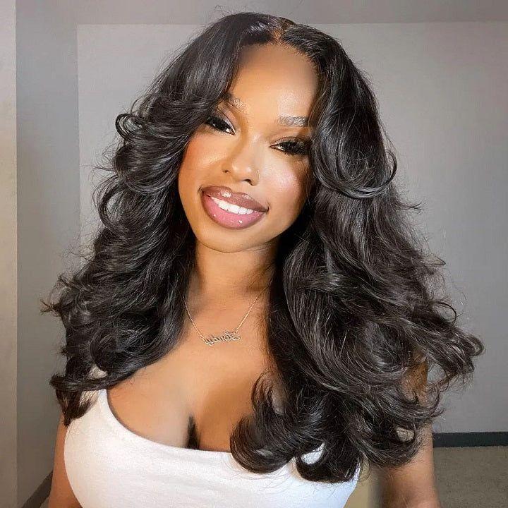 Wiggins Hair 250% Density Layer Cut Side Part Body Wave Wig Pre Cut Lace Ready Go Glueless Wig Pre Bleached 6x8 Lace Closure Wig Human Hair Pre Plucked