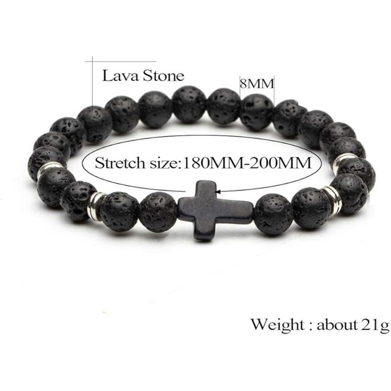 Bracelets For Women Men Jewelry Elasticity Black Cross Bracelets Fashion Jewelry 8mm Natural Stone Sports Wristbands