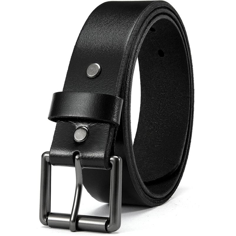 CHAOREN Mens Full Grain Leather Belt - Black Belt Men 1 1 2