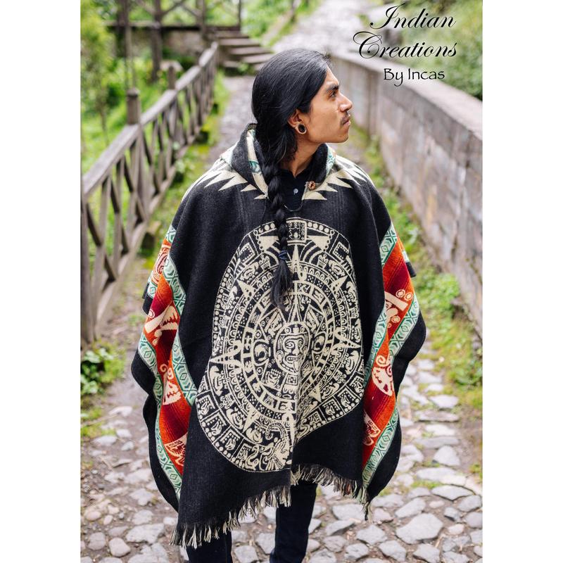 Aztec Calendar Alpaca Poncho