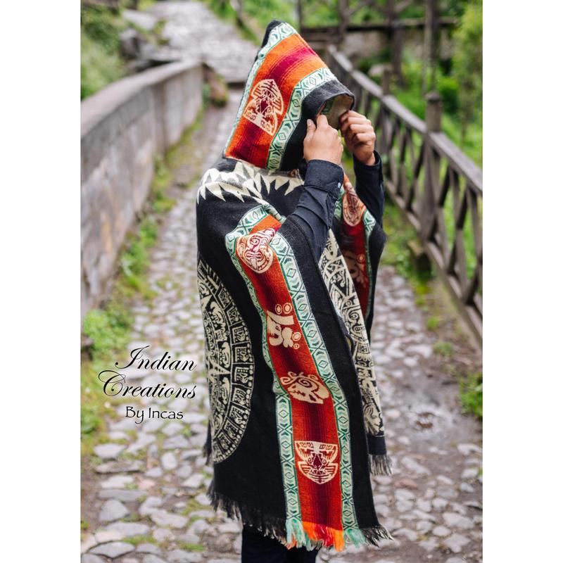 Aztec Calendar Alpaca Poncho