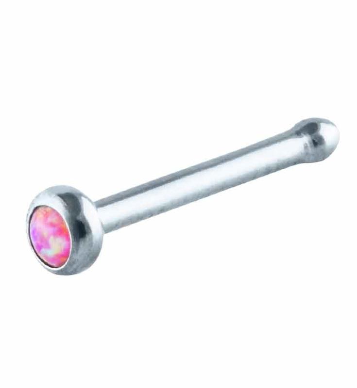 Pink Opalite Titanium Nosebone