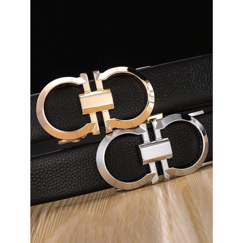 1 count Men's Alloy Automatic Buckle Belt, Fashionable, Casual, Business Full Package Belt, Suitable For Middle-Aged And Young People