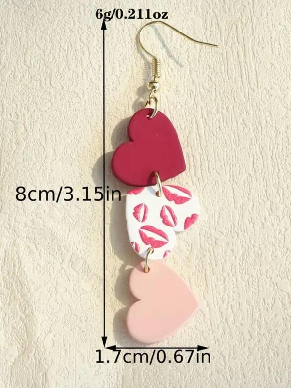 Novelty Heart Shaped Design Dangle Earrings As Gift for Girlfriend, Creative Acrylic Jewelry for Her As Gift, Spring Classic Fashion Kawaii Accessories for Daily Decor