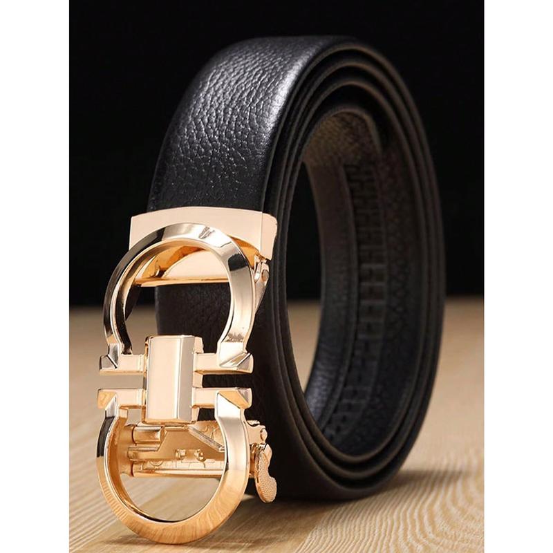 1 count Men's Alloy Automatic Buckle Belt, Fashionable, Casual, Business Full Package Belt, Suitable For Middle-Aged And Young People