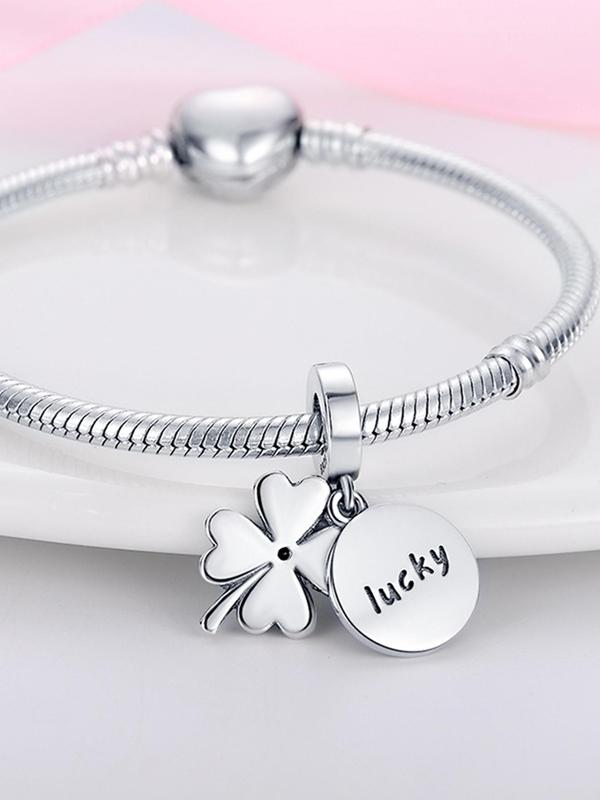 Luminous Four-leaf Clover Design Pendant, Rhinestone Decorated Pendant for Women & Girls, Fashion Accessories for Bracelet & Necklace & Keychain