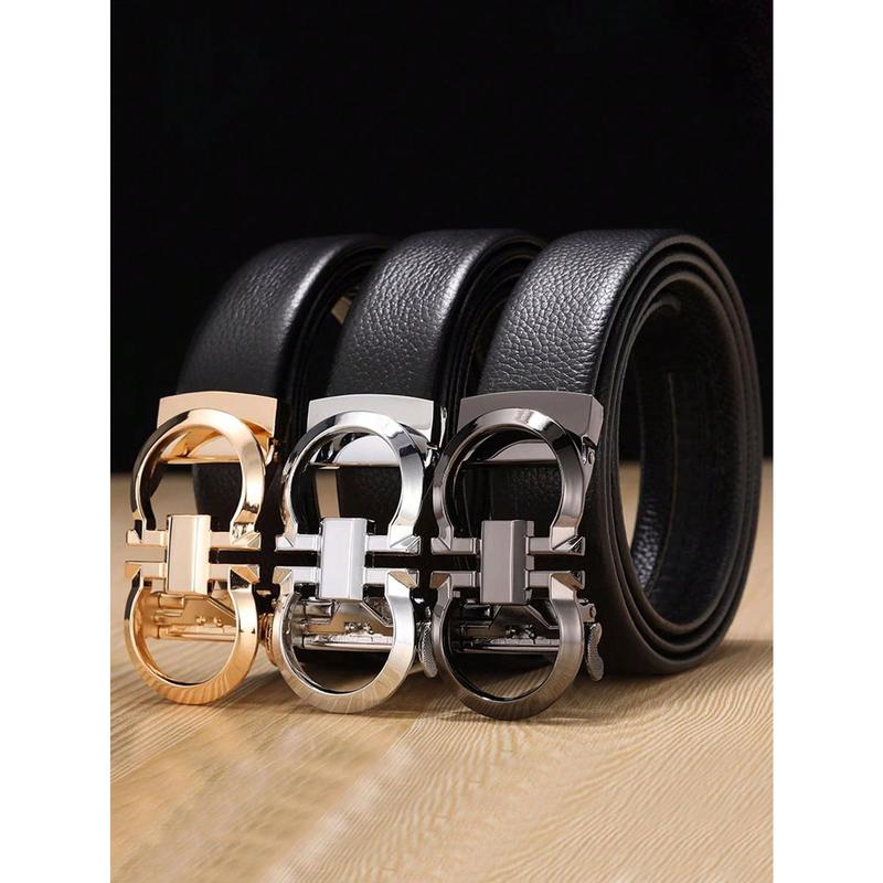 1 count Men's Alloy Automatic Buckle Belt, Fashionable, Casual, Business Full Package Belt, Suitable For Middle-Aged And Young People