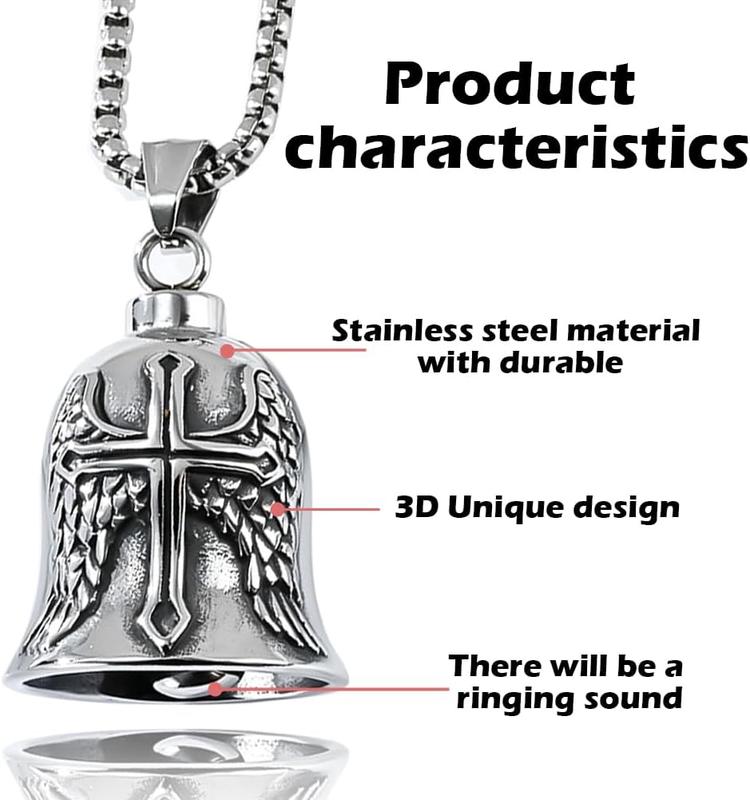 Guardian Angel  Bell Good Luck Keychain & Drive Safe Pendant Accessories for Bikers Riders Pets  Pewter Bike Bell for Men Women Guard Riding Safety