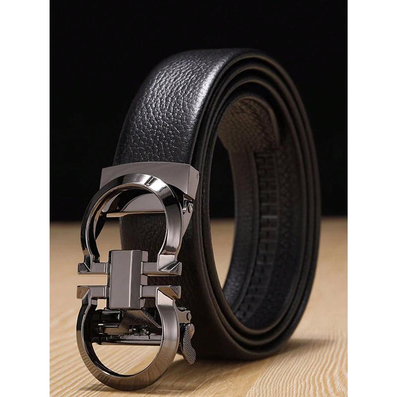 1 count Men's Alloy Automatic Buckle Belt, Fashionable, Casual, Business Full Package Belt, Suitable For Middle-Aged And Young People