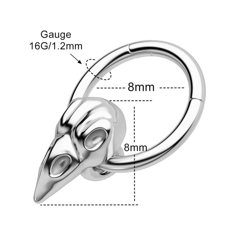 Oufer 16G Bird Head Skull Hinged Segment Septum Ring