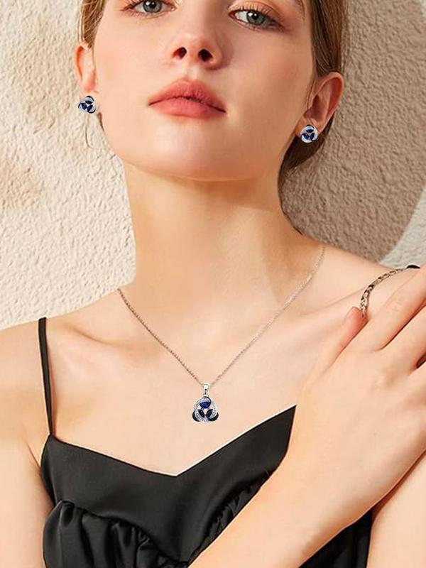 Elegant Rhinestone Decorated Jewelry Set, Exquisite Trendy Pendant Necklace & Stud Earrings & Ring, Chic Jewelry Set for Party & Wedding As Gift for Women