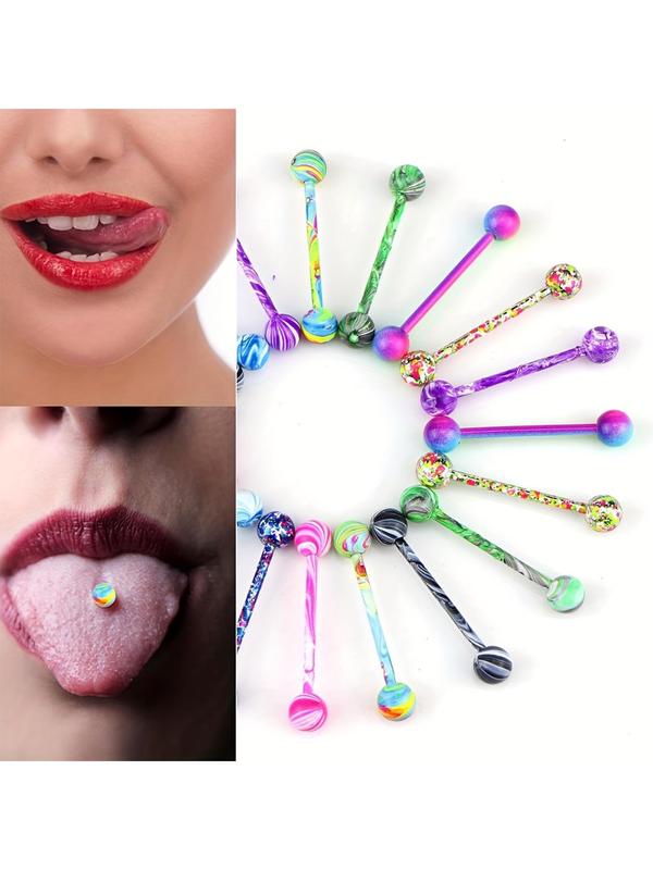 Random Color Tongue Ring, Stainless Steel Tongue Piercing Jewelry, Body Jewelry for Women & Men for Party, Daily Clothing Decor, Trendy All-match & Exquisite Jewelry