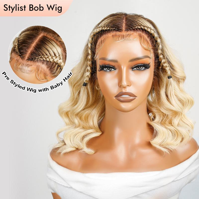 Alipearl Hair Glueless Body Wave Short Bob Wigs 7x4 and 7x5 Ready To Go Lace Closure Bob Wig 13x4 Lace Frontal Glueless Wig Pre Bleached Tiny Knots