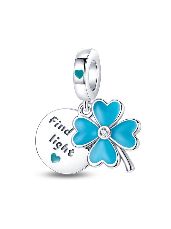 Luminous Four-leaf Clover Design Pendant, Rhinestone Decorated Pendant for Women & Girls, Fashion Accessories for Bracelet & Necklace & Keychain