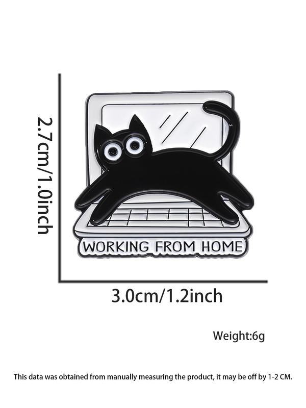 Cute Cat Design Brooch, with Laptop Decor, Creative Alloy Jewelry for Women & Men, Clothes Accessories for Daily Use