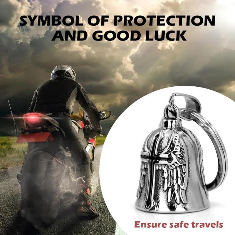 Guardian Angel  Bell Good Luck Keychain & Drive Safe Pendant Accessories for Bikers Riders Pets  Pewter Bike Bell for Men Women Guard Riding Safety