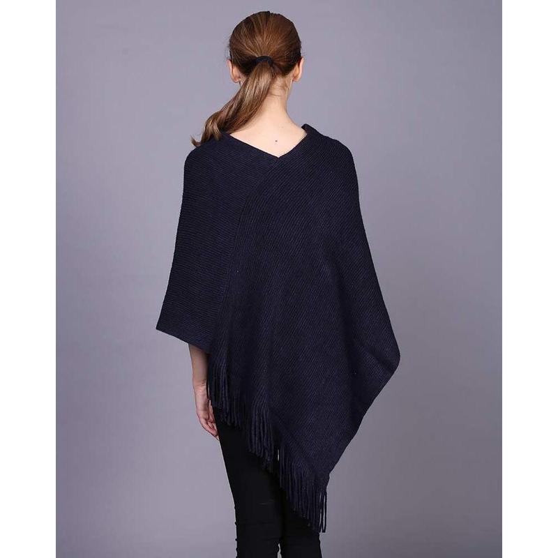 Beibei Womenswear  Poncho Sweater V Neck Knitted Pullover Shawls Wraps Capes with Fringes Gifts for Women Mom