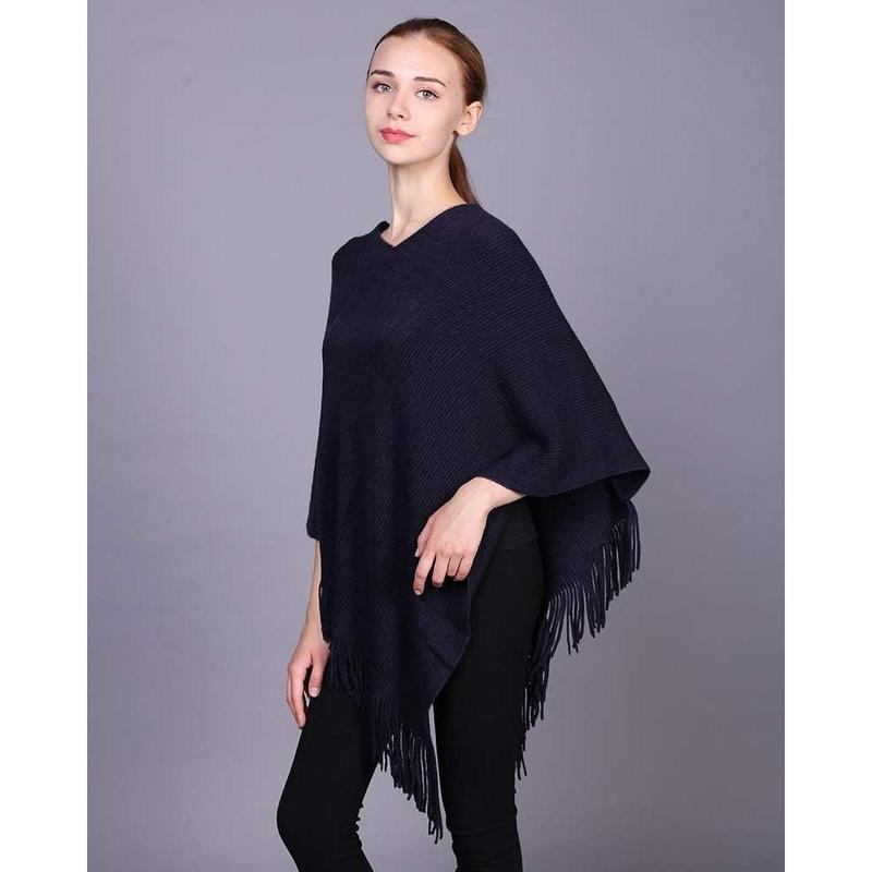 Beibei Womenswear  Poncho Sweater V Neck Knitted Pullover Shawls Wraps Capes with Fringes Gifts for Women Mom