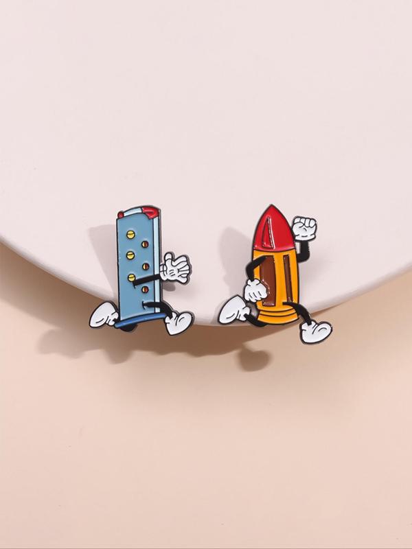 Cute Cartoon Bullet Shaped Brooch, 4 Counts Fashion Brooch Pins for Men & Women, Trendy All-match & Exquisite Brooch for Birthday Gift Pins for Adults