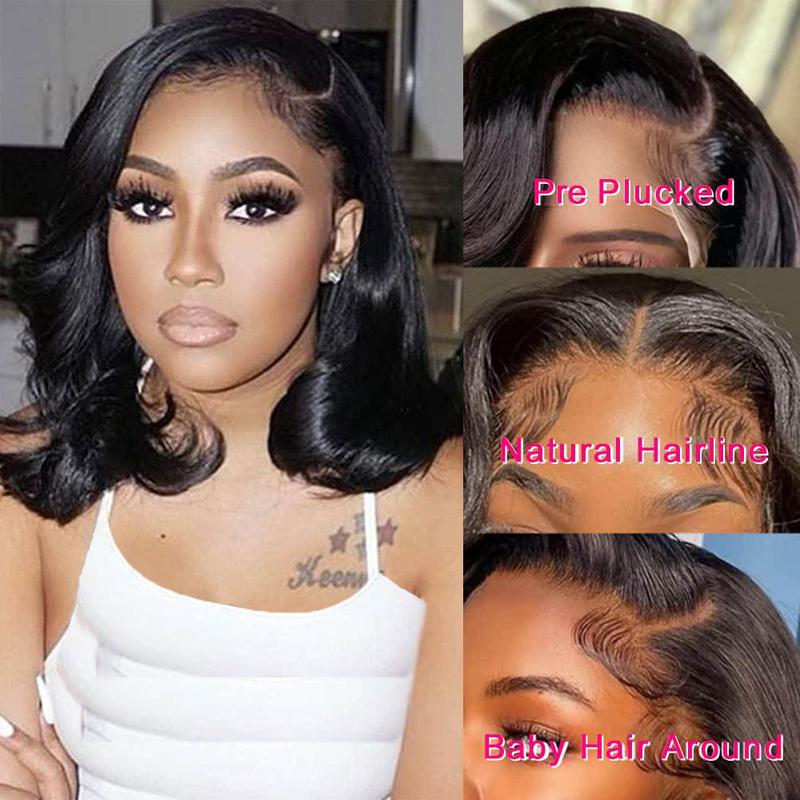 Alipearl Hair Glueless Body Wave Short Bob Wigs 7x4 and 7x5 Ready To Go Lace Closure Bob Wig 13x4 Lace Frontal Glueless Wig Pre Bleached Tiny Knots