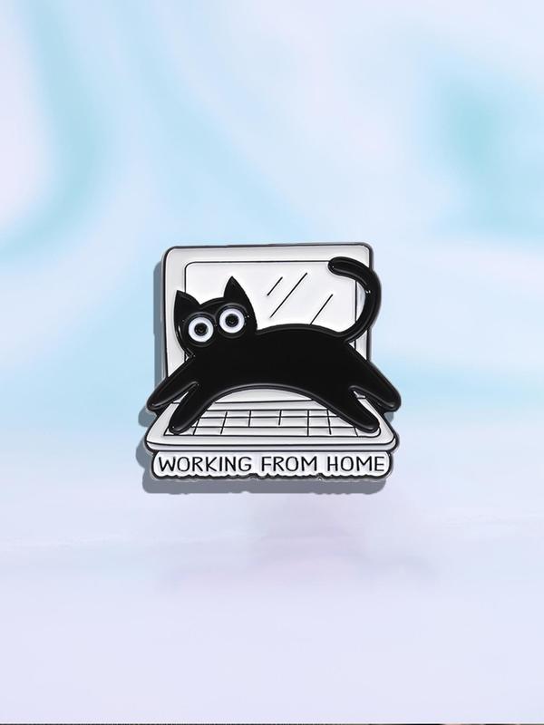 Cute Cat Design Brooch, with Laptop Decor, Creative Alloy Jewelry for Women & Men, Clothes Accessories for Daily Use