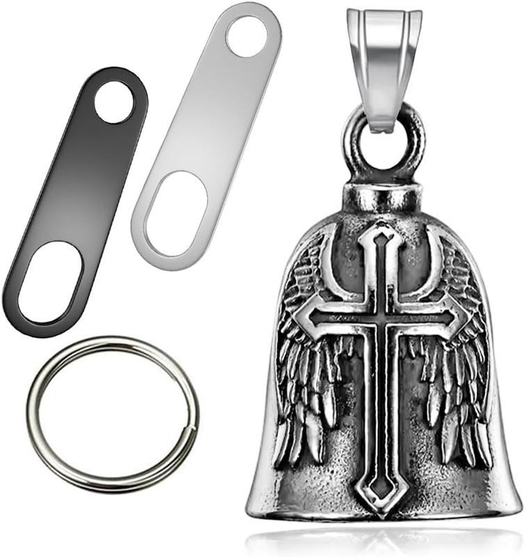 Guardian Angel  Bell Good Luck Keychain & Drive Safe Pendant Accessories for Bikers Riders Pets  Pewter Bike Bell for Men Women Guard Riding Safety