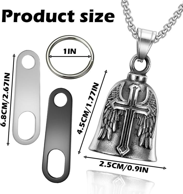 Guardian Angel  Bell Good Luck Keychain & Drive Safe Pendant Accessories for Bikers Riders Pets  Pewter Bike Bell for Men Women Guard Riding Safety