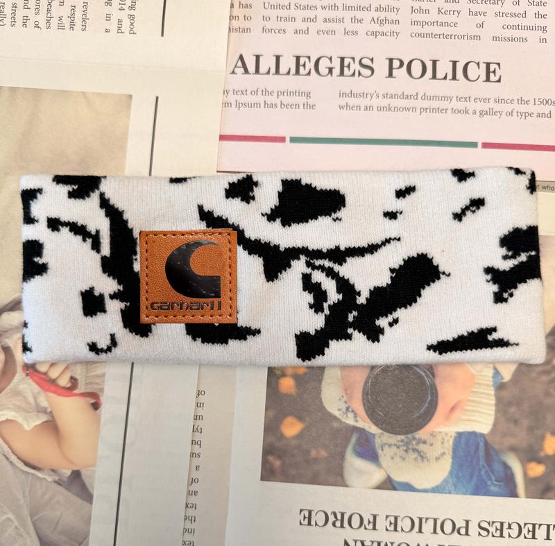 Garharll Cute cow printed plush headband and wristband for spring, summer, autumn, winter, 2024. Casual fashion accessories, hair accessories for women's makeup, hair accessories for girls