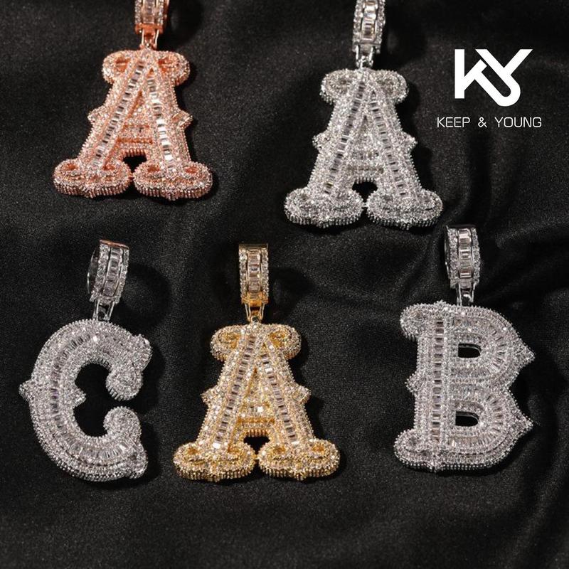 K&Y Valentine Mens Ladies Couple Alphabet Pendant Hip Hop Alphabet A B C D Gift Boyfriend Girlfriend  Gift